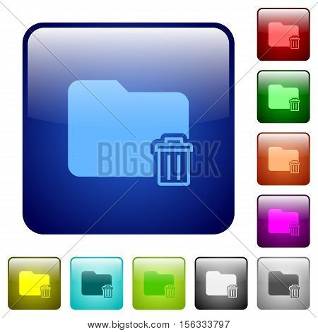 Delete folder color glass rounded square button set