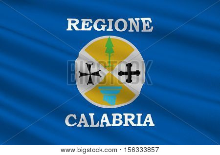 Flag of Calabria is a region in Southern Italy. 3d illustration