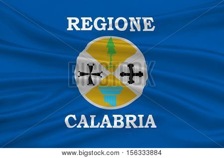 Flag of Calabria is a region in Southern Italy. 3d illustration