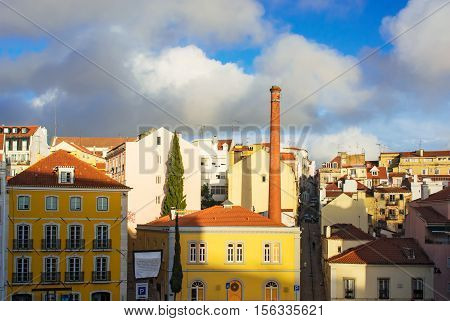 beautiful view on Lisbon old city Portugal