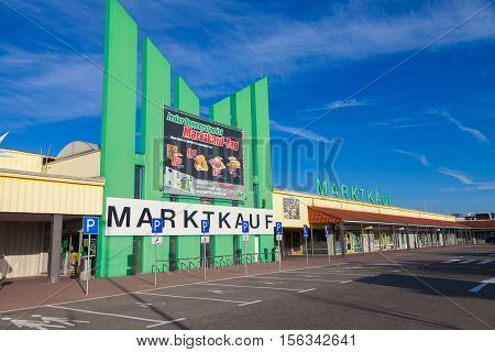 BURG / GERMANY - NOVEMBER 13 2016: Entry of a Marktkauf a discount supermarket chain based in Germany. Marktkauf GmbH is one of the largest German trading companies and part of the Edeka Group.