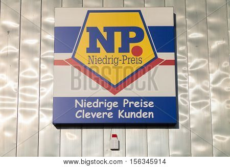 BURG / GERMANY - NOVEMBER 13 2016: Branch from NP supermarket chain. Niedrig-Preis market is a food discounter with the dissemination area in northern Germany.