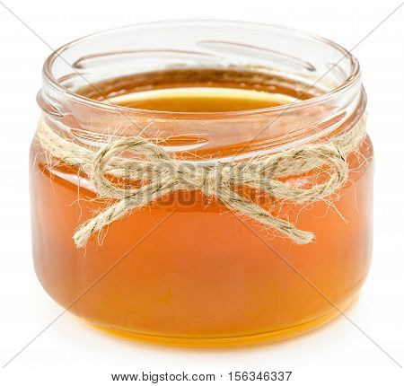 honey pot on isolated white background, rope