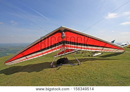 Hang Gliders ready to fly on a hill