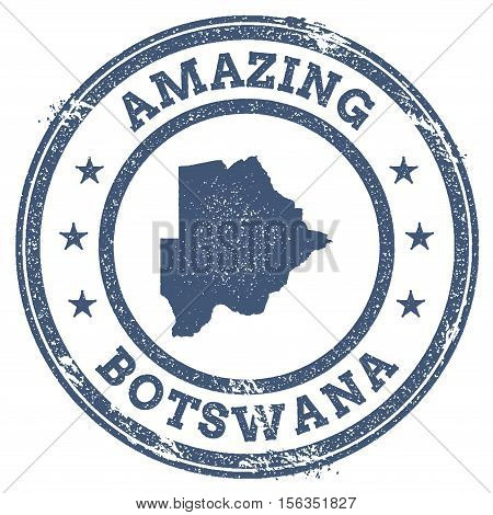 Vintage Amazing Botswana Travel Stamp With Map Outline. Botswana Travel Grunge Round Sticker.