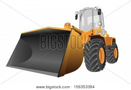 Detailed vector image of the front loader with large scoop