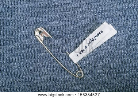 Safety Pin On Clothes With Label 