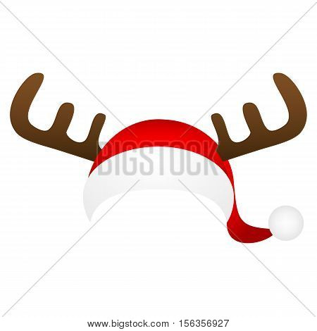 Template for a fun photo of Santa Claus hat and horn Christmas reindeer cartoon