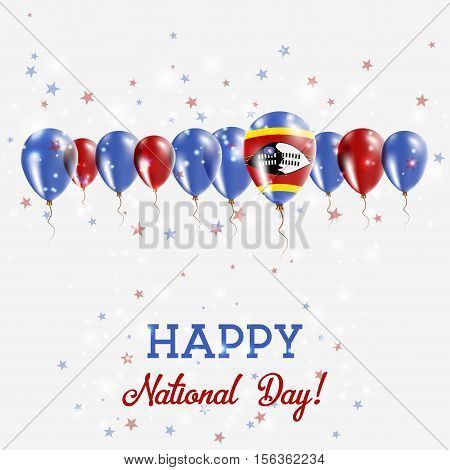 Swaziland Independence Day Sparkling Patriotic Poster. Happy Independence Day Card With Swaziland Fl