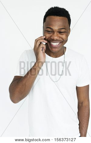 African Descent Talking Telecommunication Concept