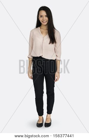 Woman Cheerful Studio Portrait Concept