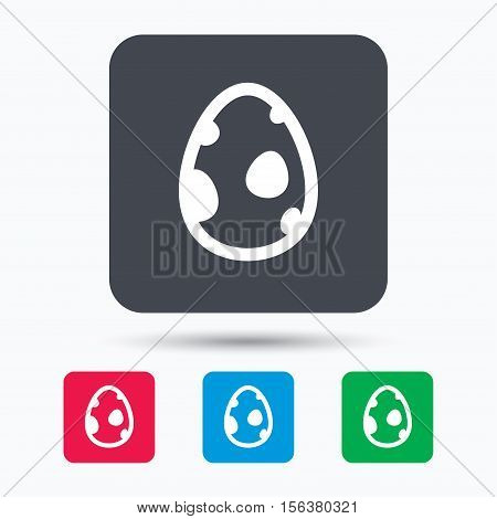 Dinosaur egg icon. Birth symbol.  egg concept. Colored square buttons with flat web icon. Vector