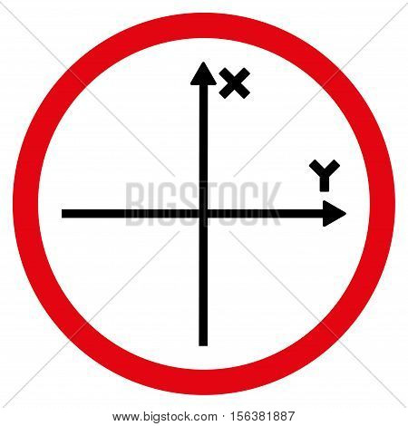 Cartesian Axis vector bicolor rounded icon. Image style is a flat icon symbol inside a circle, intensive red and black colors, white background.