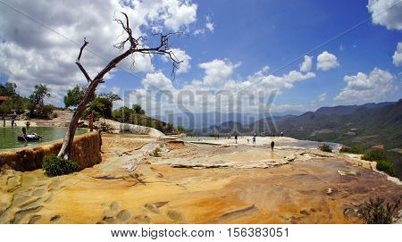 Hierve el Agua is a famous attraction in Oaxaca Mexico