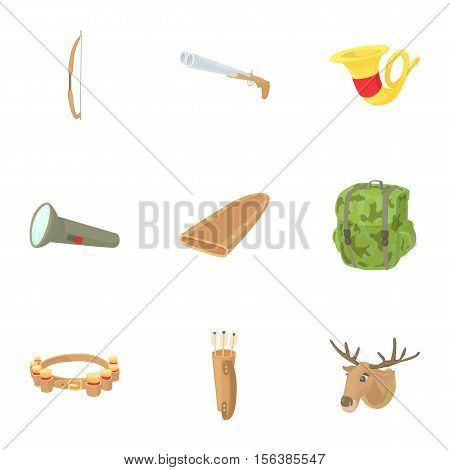 Hunting in forest icons set. Cartoon illustration of 9 hunting in forest vector icons for web