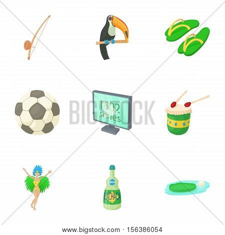 Country Brazil icons set. Cartoon illustration of 9 country Brazil vector icons for web