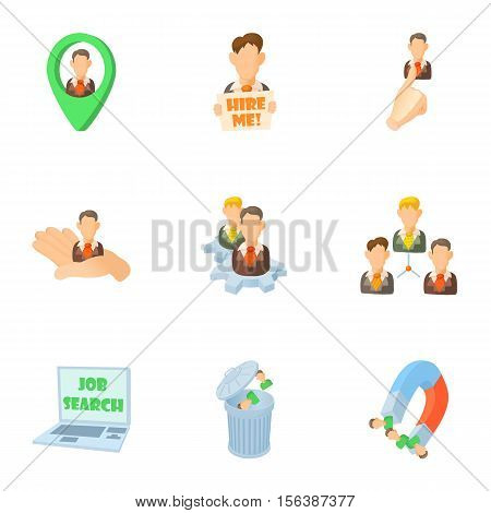 Staffing agency icons set. Cartoon illustration of 9 staffing agency vector icons for web