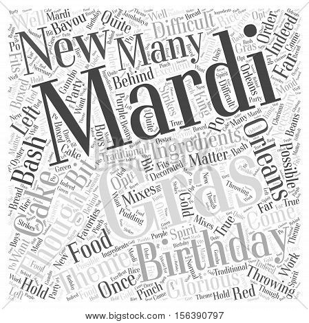 Throwing a Mardi Gras Birthday Bash word cloud concept