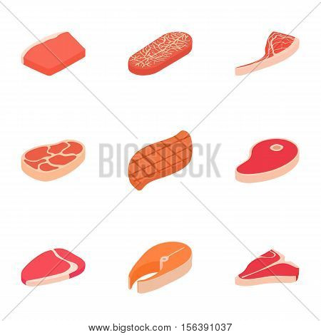 Veal icons set. Cartoon illustration of 9 veal vector icons for web
