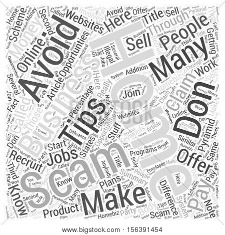 Tips For Avoiding Home Business Scams word cloud concept