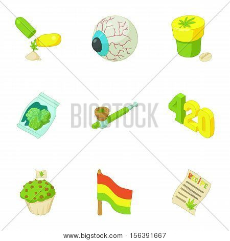 Hashish icons set. Cartoon illustration of 9 hashish vector icons for web