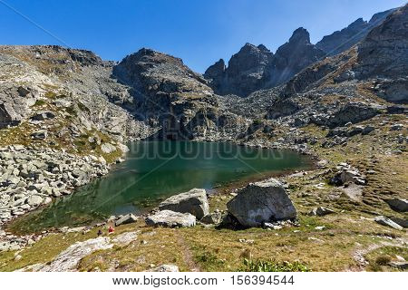 Panoramic view of The Scary lake and Kupens peaks, Rila Mountain, Bulgaria