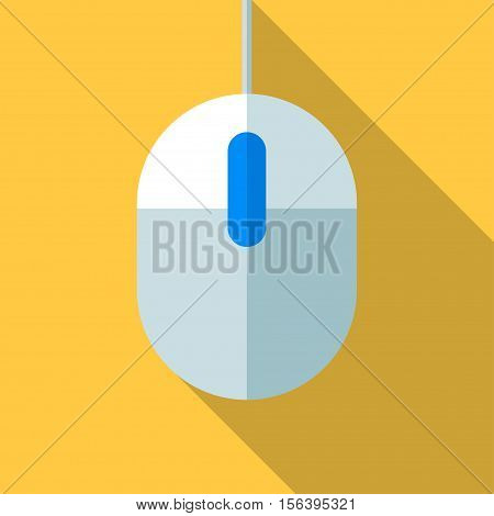 Colorful computer mouse icon in modern flat style with long shadow. Vector illustration