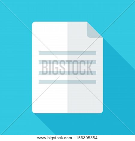 Colorful document icon in modern flat style with long shadow. Vector illustration