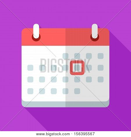 Colorful calendar icon in modern flat style with long shadow. Vector illustration