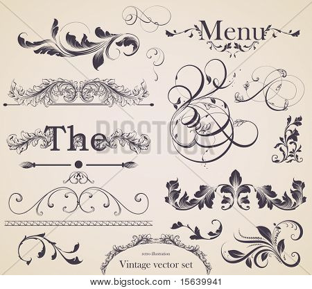 Vector Set: kalligrafische Design-Elemente und Seite Dekoration viele nützliche Elemente zu verschönern 