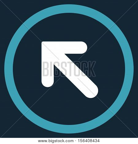 Arrow Left-Up vector bicolor rounded icon. Image style is a flat icon symbol inside a circle, blue and white colors, dark blue background.