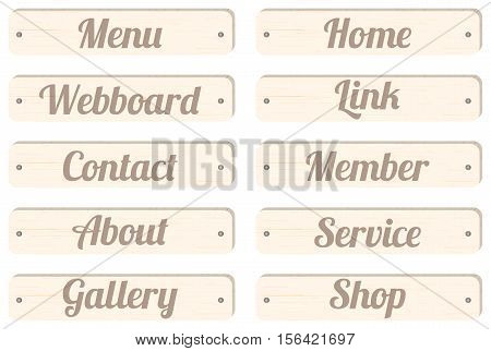 wood board menu bar with wording menu home webboard link contact member about service gallery shop for website design