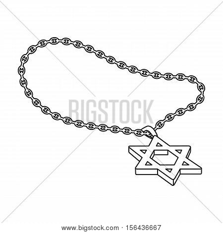 Star of David icon in outline style isolated on white background. Religion symbol vector illustration.