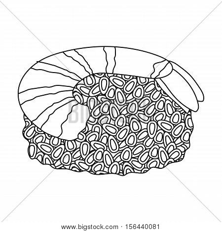 Ebi Nigiri icon in outline style isolated on white background. Sushi symbol vector illustration.