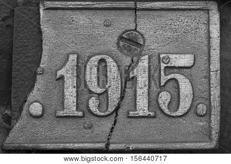 Old Steel Nameplate With 1915 Number