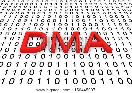 DMA in the form of binary code, 3D illustration