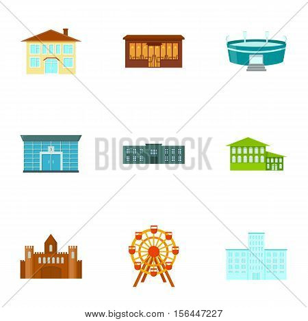 Building set icons in cartoon style. Big collection of building vector symbol stock