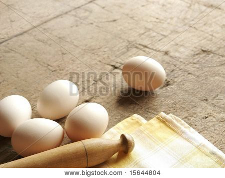 Several eggs on the wood