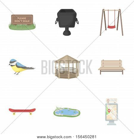 Park set icons in cartoon style. Big collection of park vector symbol stock