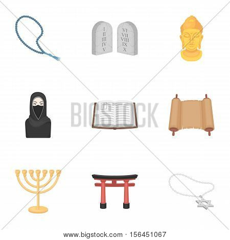 Religion set icons in cartoon style. Big collection of religion vector symbol stock