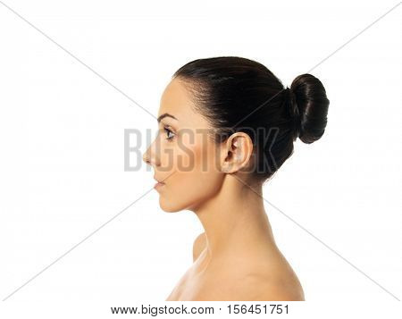 Side view of young woman face