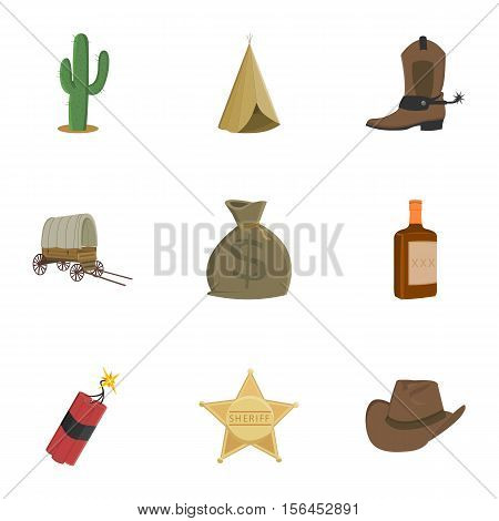 Wild west set icons in cartoon style. Big collection of wild west vector symbol stock
