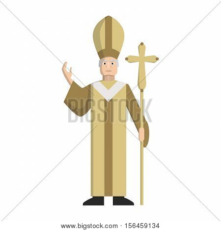 Isolated catholic pope standing on the white background. Concept of christianity, vatican and italy.