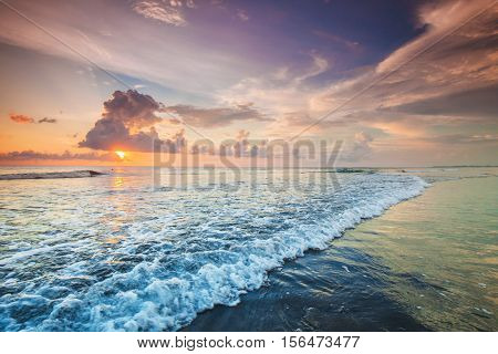 Sunset over sea on Bali, Seminyak, Double six beach