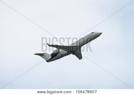 Airplane taking off from the airport in Japan.