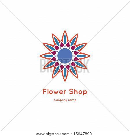 Decorative flower element. Ornamental vector symbols. Circle colorful icon. Isolated abstract colorful vector logo. Vector vintage mandala logo. Kaleidoscope flower.