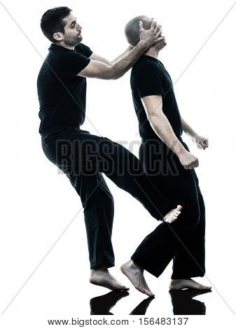 men krav maga fighters fighting isolated