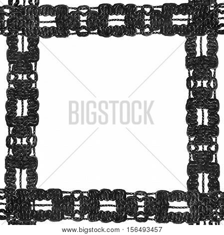 Black vintage lace as a frame on white background