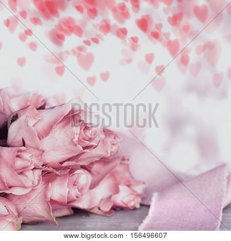 Romantic background for love greetings in pastel pink for valentines day