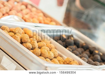 Fried Olive Ascolane . Typical Regional Dish